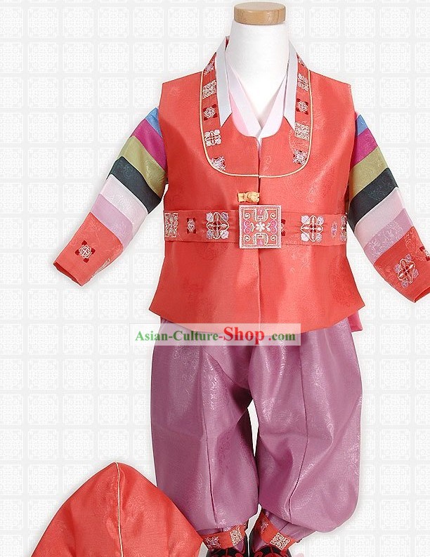 Korean Hanbok Costume and Hat for Boys