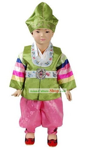 Korean Classical Baby Hanbok Clothing and Hat Complete Set