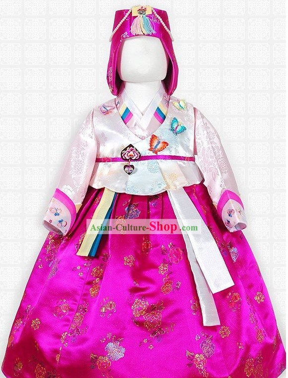 Korean Children Hanbok Clothing and Hat Complete Set