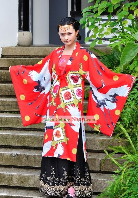 Stunning Chinese Princess Crane Hanfu Clothing Complete Set