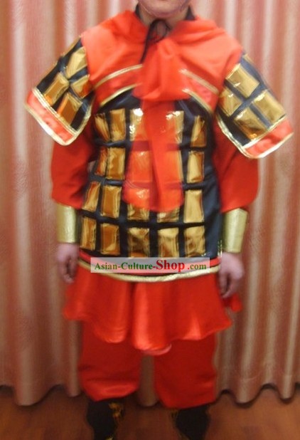 Ancient Chinese Terra Cotta Warrior Costume and Hat Complete Set