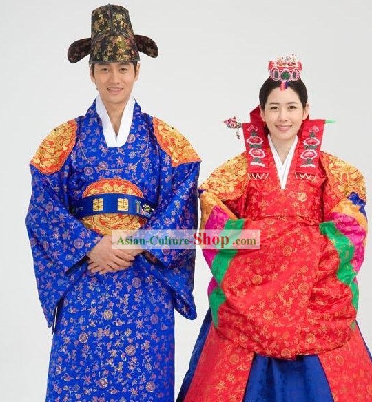 Traditional Korean Wedding Costumes 2 Sets for Men and Women