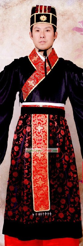 Ancient Chinese Red Wedding Ceremonial Clothing for Bridegroom