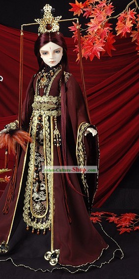 Ancient Chinese Emperor Costume and Crown Complete Set