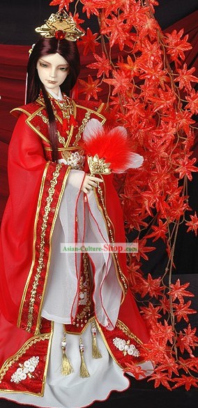 Ancient Chinese Prince Wedding Dress and Headpiece Complete Set for Bridegrooms