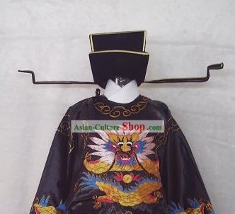Ancient Chinese Bao Gong Judge Costumes and Hat for Children