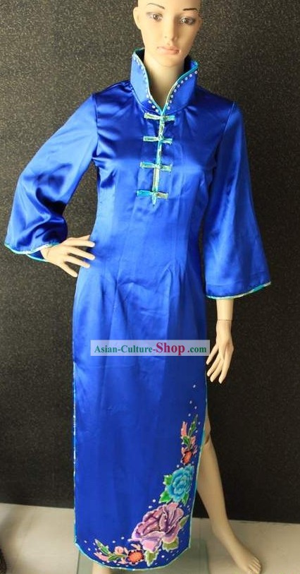 Chinese Folk Blue Dance Costumes