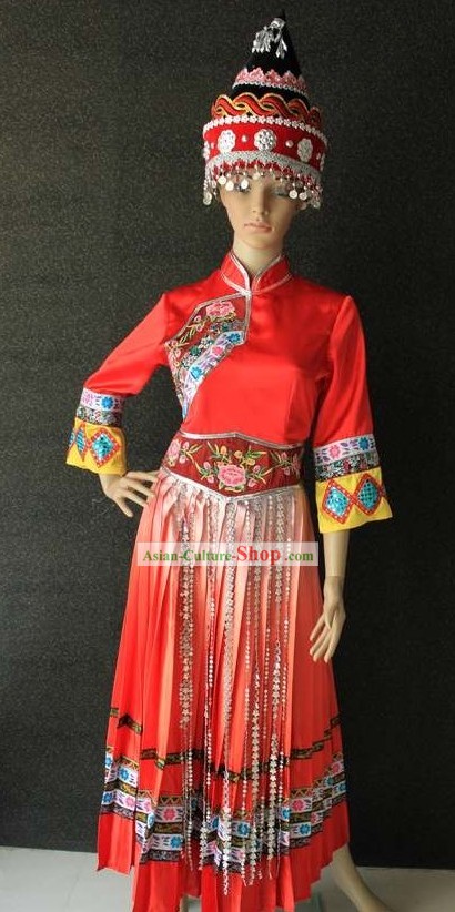 Traditional Chinese Minority Clothing and Hat for Women