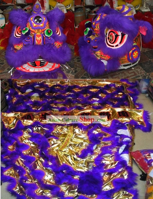 Purple Long Wool Lion Dance Costume Complete Set