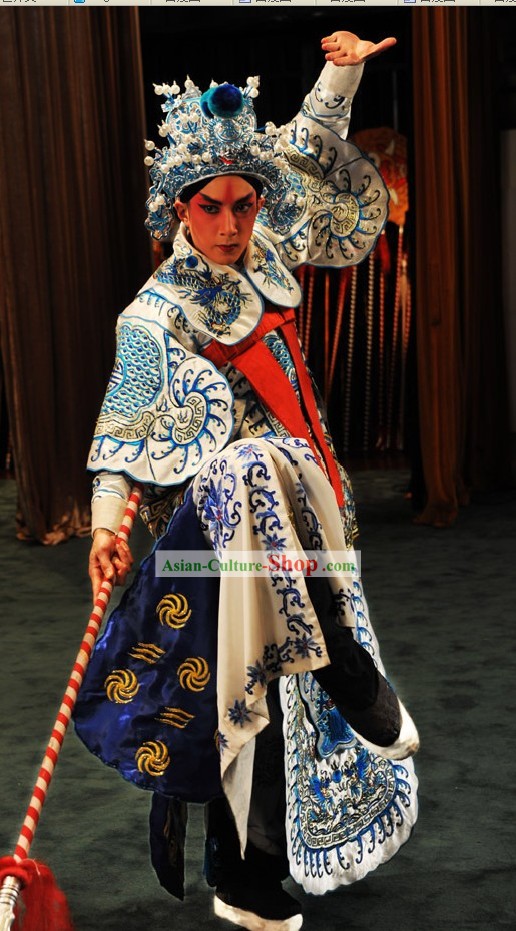 Chinese Beijing Opera Wu Sheng Costumes and Hat for Men