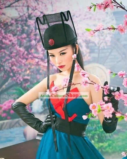 Modern Chinese Hanfu Stage Performance Costumes and Hat for Women