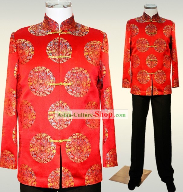 Chinese Auspicious Red Wedding Dress for Bridegrooms