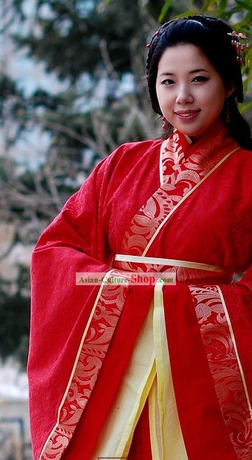 Ancient Chinese Red Wedding Dress Complete Set
