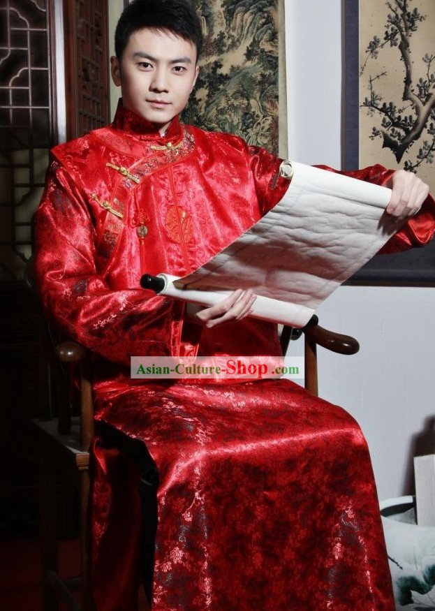 Traditional Chinese Red Wedding Clothing for Men