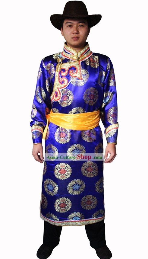 Traditional Mongolian Clothing and Hat for Men