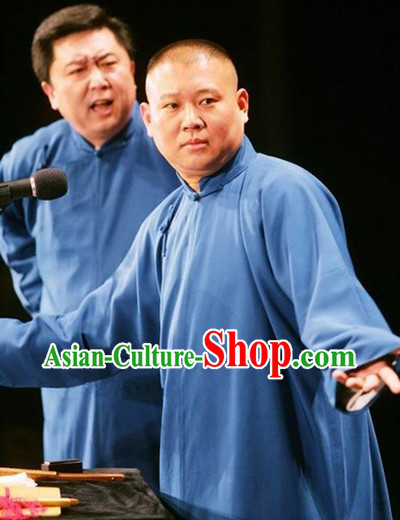 Traditional Chinese Minguo Cross Talk Long Robe for Men