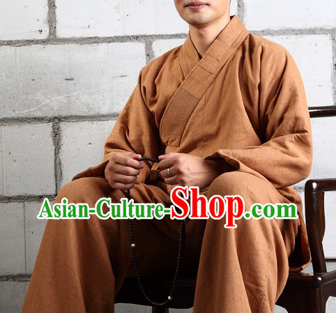 Chinese Classic Mandarin Buddist Arhat Luo Han Clothes Complete Set for Men