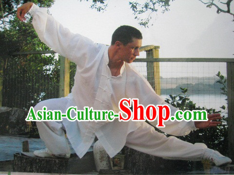 Traditional White Chinese Kung Fu Monk Clothes for Men