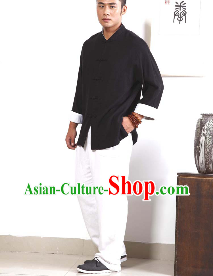 Traditional Chinese Style Black and White Kung Fu Suit for Men