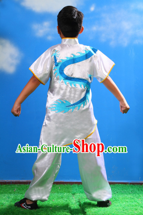 Traditional Chinese Embroidered Dragon Kung Fu Uniform for Kids