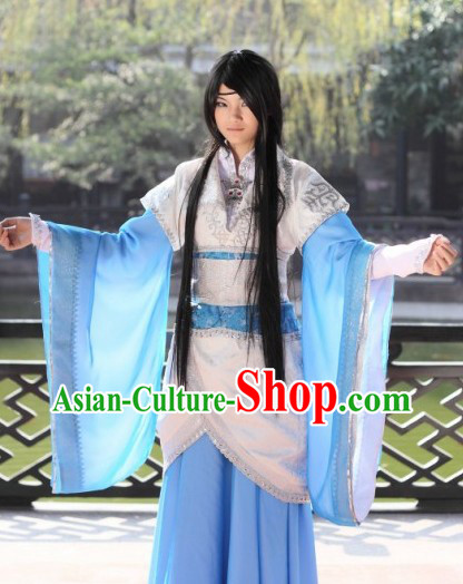 Ancient Chinese Kung Fu World Costume and Headpiece for Men