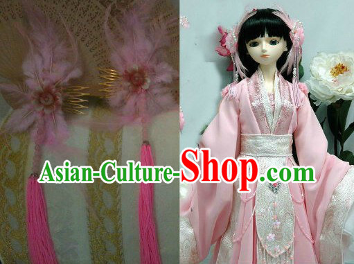 Pink Chinese Princess Feather Hair Accessories