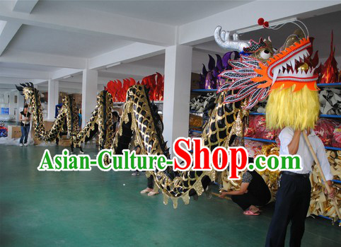 Shinning Black Competition and Parade Dragon Dance Costumes for Nine or Ten People