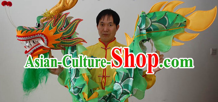 One Person Holding Classic Green Dragon Dance Props