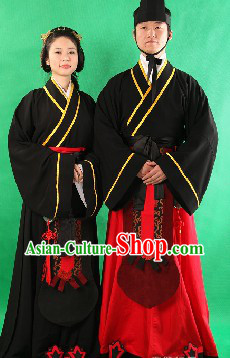 Ancient Chinese Lover Clothing Two Complete Sets for Men and Women