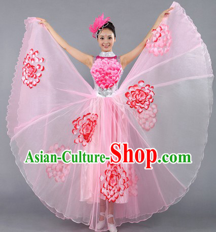Large Peony Chinese Stage Performance Dance Costume for Women