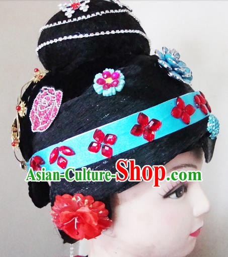 Traditional Chinese Dramatic Opera Wig and Headpiece Set