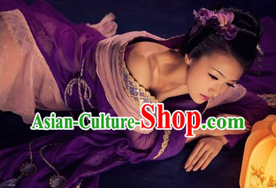 Ancient Chinese Tang Palace Empress Purple Costumes for Women