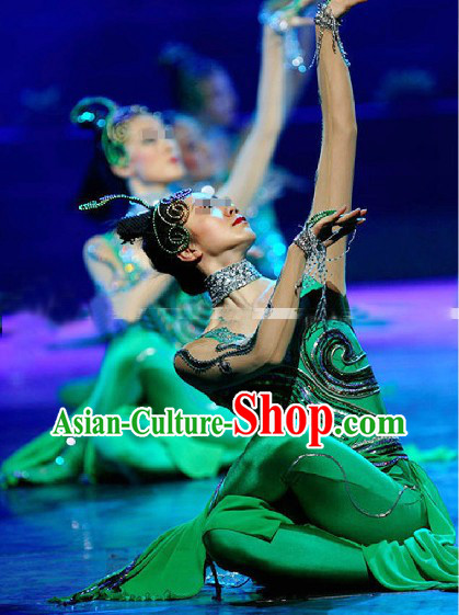 Chinese Classic Snake Dance Costumes and Headpiece for Women