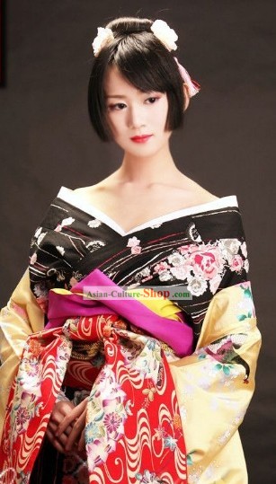 Traditional Japanese Geisha Kimono Complete Set for Women