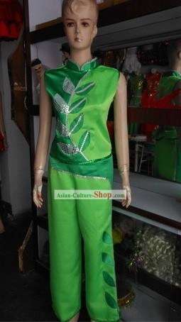 Green Leaf Fan Dance Costumes for Women