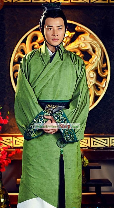 Ancient Han Dynasty Emperor Liu Bang Costume and Hat for Men