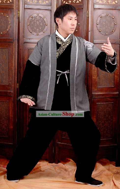 Traditional Kung Fu Embroidered Dragon Uniform for Men