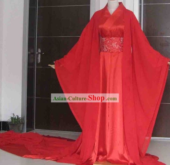 Five Meters Long Tail Red Wedding Clothing for Women