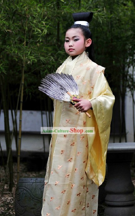 Zhuge Liang Wise Man Costumes and Fan for Children