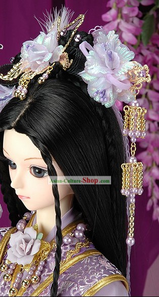 Ancient Chinese Princess Purple Hair Accessoreis and Wig Complete Set