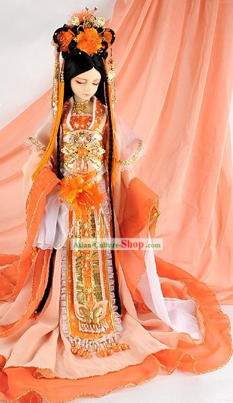 Ancient Chinese Imperial Princess Costumes, Hair Accessories and Long Wig Complete Set