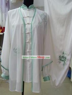 White Silk Martial Arts Clothes and Cape for Women