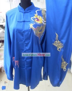 Silk Blue Dragon Kung Fu Dress for Men