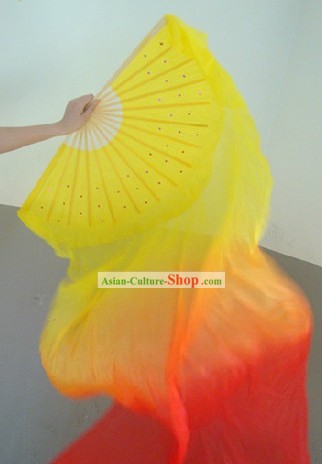 Chinese Silk Flame Color Transition Dance Fan
