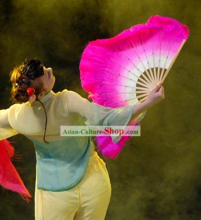 Chinese Classic Pink Silk Dance Fan