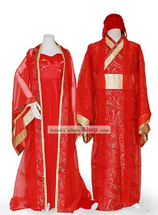 Ancient Chinese Wedding Dresses Two Complete Sets for Men and Women