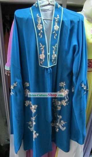 Chinese Opera Blue Embroidered Flower Costumes for Women