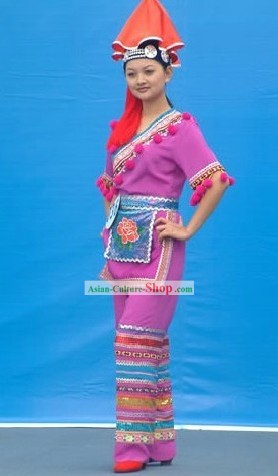 Chinese Ethnic Zhuang Garment Complete Set for Women