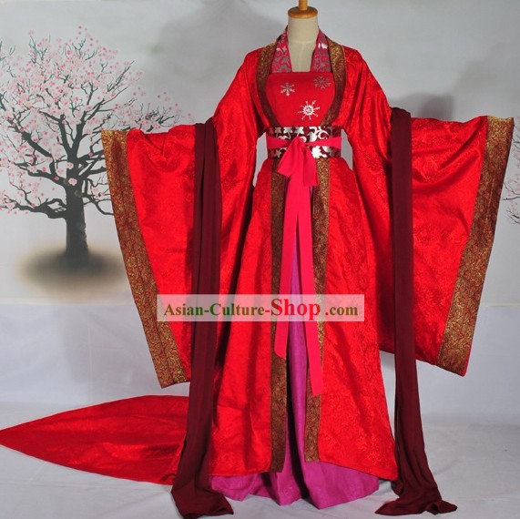 Ancient Chinese Red Wedding Dress Complete Set for Brides