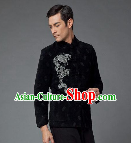 Chinese Stunning Black Dragon Suit for Man